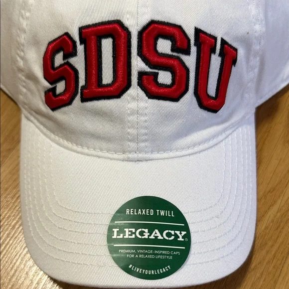 NWT Legacy White Cap Red SDSU Embroidery Relaxed Twill Adjustable - Picture 2 of 7